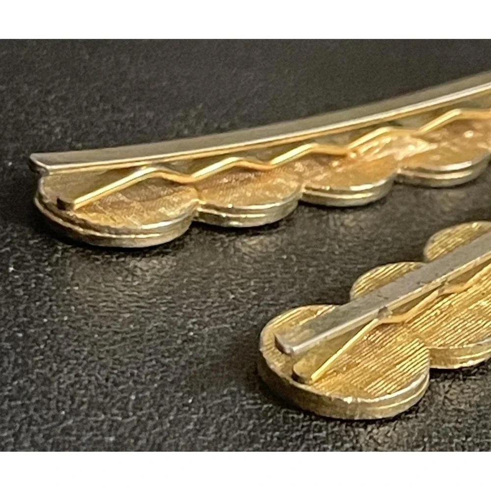 Vintage Coin Hair Clips Bobby Pin Set‎ of 2 Gold Tone Medallion Roman Jewelry